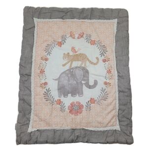 Levtex Baby Jungalo Blush Infant Quilt Comforter Grey Coral Children Nursery